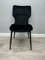Stratus Interiors Windsor Winged Back Velvet Dining Chair - Soft Black Velvet Seat & Black Legs  - W 63 D 54 H 88 Cm