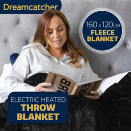 Dreamcatcher Sherpa Fleece Electric Heated Throw Over Blanket Double Polyester 160Cm X 120Cm Black - thumbnail 2