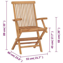 Berkfield Folding Garden Chairs 2 Pcs Solid Teak Wood - thumbnail 9