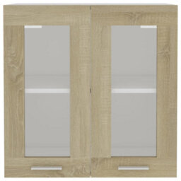 Berkfield Hanging Glass Cabinet Sonoma Oak  60X31X60 Cm Engineered Wood - thumbnail 6