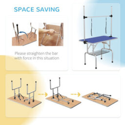Pawhut Metal Adjustable Dog Grooming Table Rubber Top 2 Safety Slings Mesh - thumbnail 8