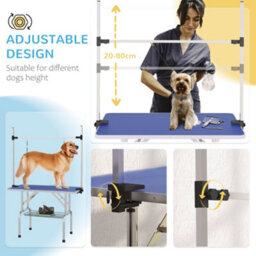 Pawhut Metal Adjustable Dog Grooming Table Rubber Top 2 Safety Slings Mesh - thumbnail 4