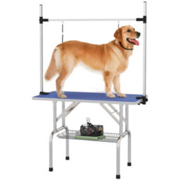 Pawhut Metal Adjustable Dog Grooming Table Rubber Top 2 Safety Slings Mesh - thumbnail 2