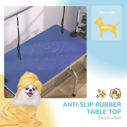 Pawhut Metal Adjustable Dog Grooming Table Rubber Top 2 Safety Slings Mesh - thumbnail 5