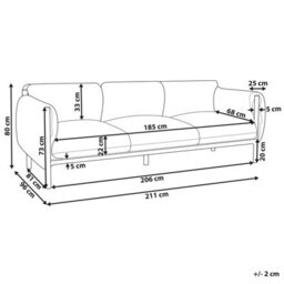 Beliani Garden Sofa 3 Seater Esperia Metal Grey - thumbnail 3