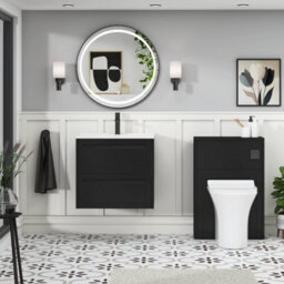 Royal Bathrooms Elmore 600mm Traditional Wall Hung 2 Drawer Bathroom Vanity Unit With Ceramic Basin Sink - Matt Nocturne Black - thumbnail 4