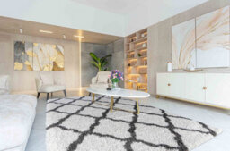 Moroccan Berber Shaggy Rugs Living Room Bold Trellis Dark Cream 80X150 Cm - thumbnail 1