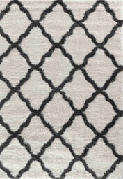 Moroccan Berber Shaggy Rugs Living Room Bold Trellis Dark Cream 80X150 Cm - thumbnail 3