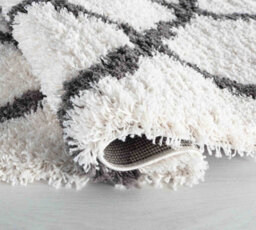 Moroccan Berber Shaggy Rugs Living Room Bold Trellis Dark Cream 80X150 Cm - thumbnail 4
