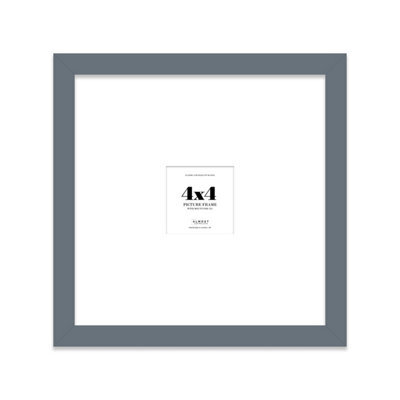 "4X4"" Grey Picture Frame - 4X4"" Square Frame With 1X1"" Mount For 4X4""/1X1"" Pictures Vintage Style Photo Display, 1 Pack" - image 1
