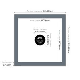 "4X4"" Grey Picture Frame - 4X4"" Square Frame With 1X1"" Mount For 4X4""/1X1"" Pictures Vintage Style Photo Display, 1 Pack" - thumbnail 2