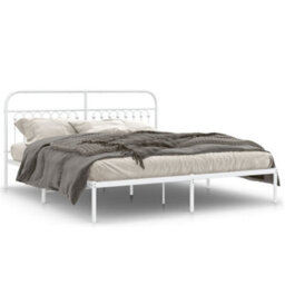 Berkfield Metal Bed Frame Without Mattress With Headboard White 183X213Cm - thumbnail 2