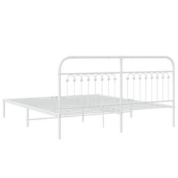 Berkfield Metal Bed Frame Without Mattress With Headboard White 183X213Cm - thumbnail 6
