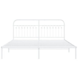 Berkfield Metal Bed Frame Without Mattress With Headboard White 183X213Cm - thumbnail 4