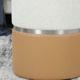 Homcom Round Storage Ottoman Set Of 2, Nesting Footrest Stool, Cream & Brown - thumbnail 8