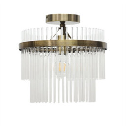 First Choice Lighting Set Of 2 Georgia - Antique Brass With Glass Rods Flush Ceiling Lights - thumbnail 2