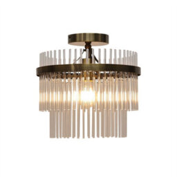 First Choice Lighting Set Of 2 Georgia - Antique Brass With Glass Rods Flush Ceiling Lights - thumbnail 3