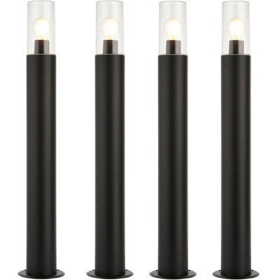 4 Pack Outdoor Bollard Post Light - 15W E27 Led - 800mm Height - Stainless Steel - image 1