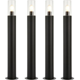 4 Pack Outdoor Bollard Post Light - 15W E27 Led - 800mm Height - Stainless Steel