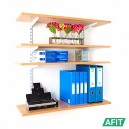 Afit Twin Slot Shelving Kit 6X610mm Brackets 2X1M Uprights Heavy Duty Wall Mounted Shelving System With Bookends - White - thumbnail 6