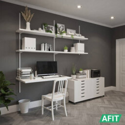 Afit Twin Slot Shelving Kit 6X610mm Brackets 2X1M Uprights Heavy Duty Wall Mounted Shelving System With Bookends - White - thumbnail 5