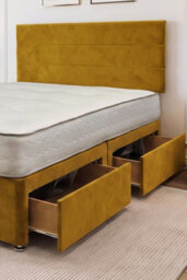 Knight Sleep York Mustard Plush 6Ft Hybrid Sprung Orthopaedic Divan Bed Set 4 Drawers With Upholstered Headboard - Super King - thumbnail 2