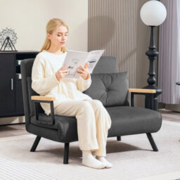 Homcom Click Clack 2 Seater Sofa Bed For Living Room, Guest Room, Dark Grey - thumbnail 1