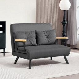 Homcom Click Clack 2 Seater Sofa Bed For Living Room, Guest Room, Dark Grey - thumbnail 8