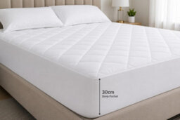 Premium 30Cm Quilted Mattress Protector Cover Deep Pocket Fitted Sheet Microfibre Foam Filled Mattress Topper, Soft, Durable & Eas - thumbnail 4