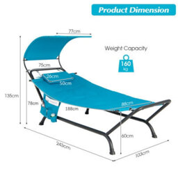 Costway Outdoor Hammock Patio Chaise Lounge Chair With Canopy - thumbnail 2