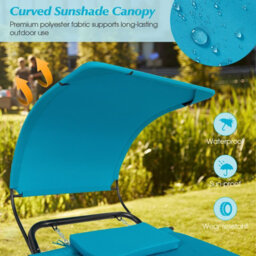 Costway Outdoor Hammock Patio Chaise Lounge Chair With Canopy - thumbnail 6
