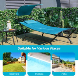 Costway Outdoor Hammock Patio Chaise Lounge Chair With Canopy - thumbnail 3