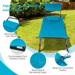 Costway Outdoor Hammock Patio Chaise Lounge Chair With Canopy - thumbnail 4