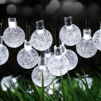 HSD 30 Led White Crystal Ball Lights (8M) - Solar Power Lights For Christmas, Weddings, And Home Decor - image 1