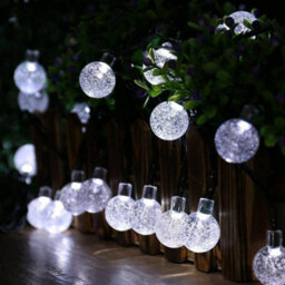 The Magic Toy Shop Solar Crystal Ball String Lights With 30 White Leds Outdoor Garden Fairy Lamp - thumbnail 5