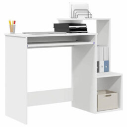 Berkfield Modern White Computer Desk White Chipboard Standard Storage - thumbnail 3