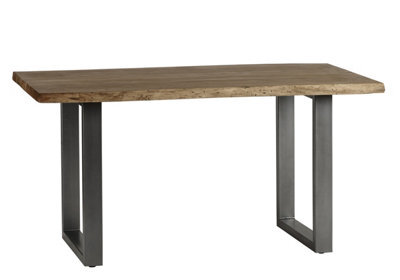 Natural Essential Live Edge 150Cm Dining Table - Grey Metal Legs - image 1