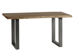 Natural Essential Live Edge 150Cm Dining Table - Grey Metal Legs