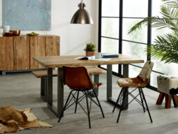 Natural Essential Live Edge 150Cm Dining Table - Grey Metal Legs - thumbnail 4