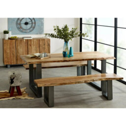 Natural Essential Live Edge 150Cm Dining Table - Grey Metal Legs - thumbnail 9