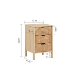 Birlea Lotus 3 Drawer Bedside Cabinet Chest Table Light Oak - thumbnail 4