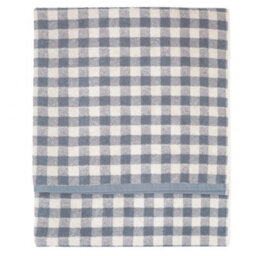 Yard Barton Gingham Check 100% Cotton Bath Sheet, Denim Blue, 100 X 150Cm - thumbnail 2