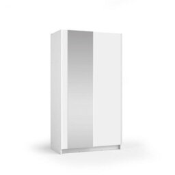 Arte Crisp White Sliding Door Wardrobe 100Cm - Mirrored, Minimalist Storage For Bright, Clutter-Free Bedrooms - thumbnail 2