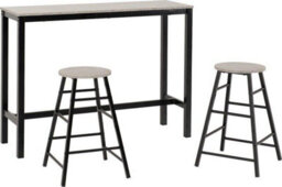 Seconique Athens Breakfast Bar Set Concrete Effect With Black Metal Legs - thumbnail 3