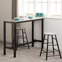 Seconique Athens Breakfast Bar Set Concrete Effect With Black Metal Legs - thumbnail 2