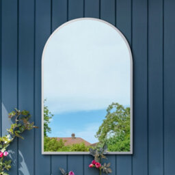 Mirroroutlet The Arcus White Metal Framed Arched Garden Wall Mirror 120Cm X 80Cm