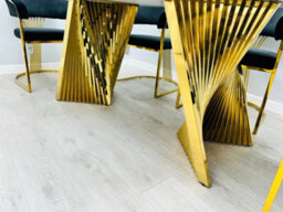 Stratus Interiors Ravello 1.8M Cream Marble Dining Table Gold Stand - 180 Cm X 90 Cm X 76 Cm - thumbnail 8
