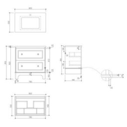 Plum&clay Beckett Dark Grey Floor Standing Traditional Bathroom Vanity Unit With White Worktop & Ceramic Basin (W)800mm (H)850mm - thumbnail 8