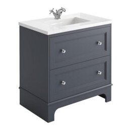 Plum&clay Beckett Dark Grey Floor Standing Traditional Bathroom Vanity Unit With White Worktop & Ceramic Basin (W)800mm (H)850mm - thumbnail 1