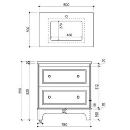 Plum&clay Beckett Dark Grey Floor Standing Traditional Bathroom Vanity Unit With White Worktop & Ceramic Basin (W)800mm (H)850mm - thumbnail 6